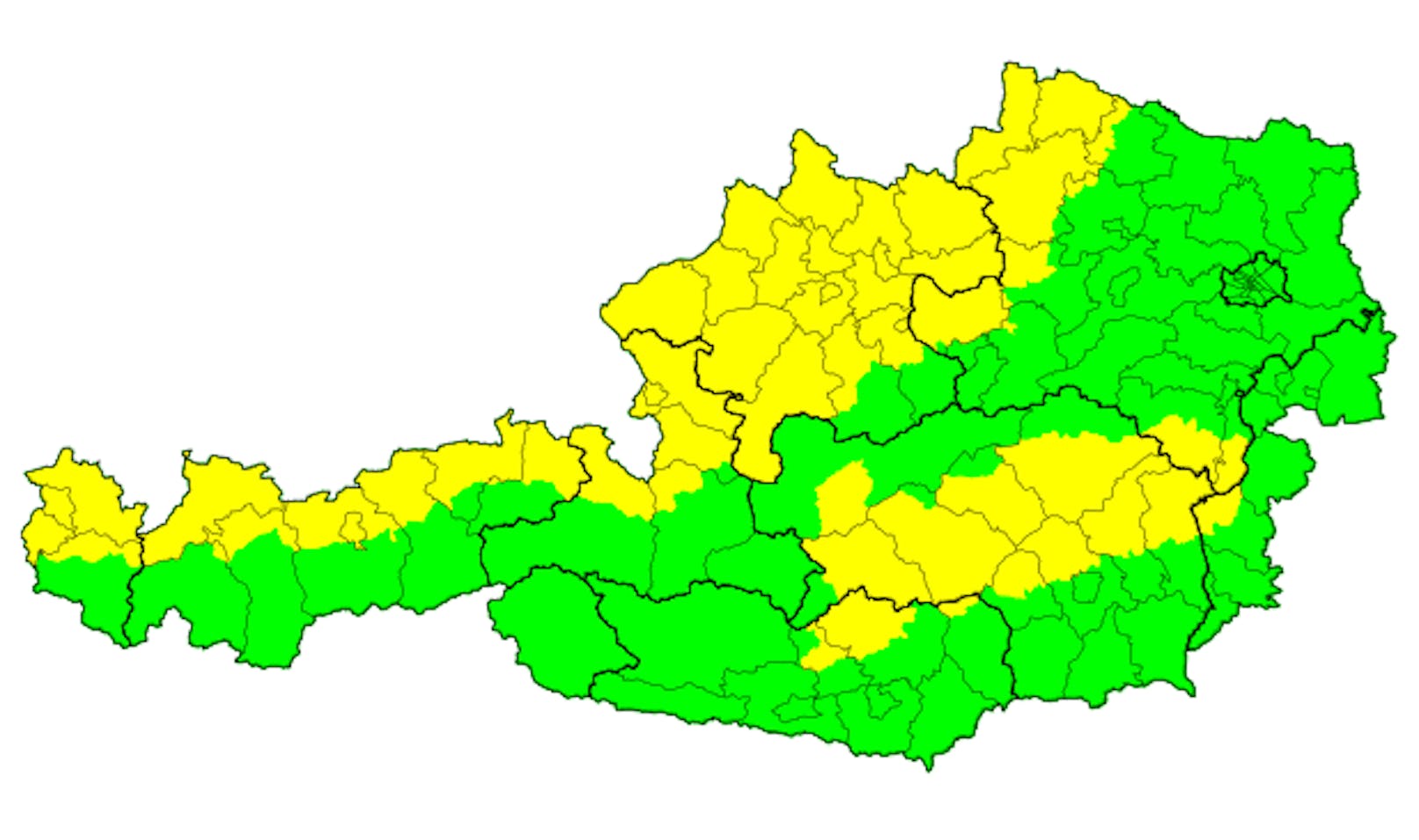 In diesen Regionen (gelb) könnte es heute krachen.