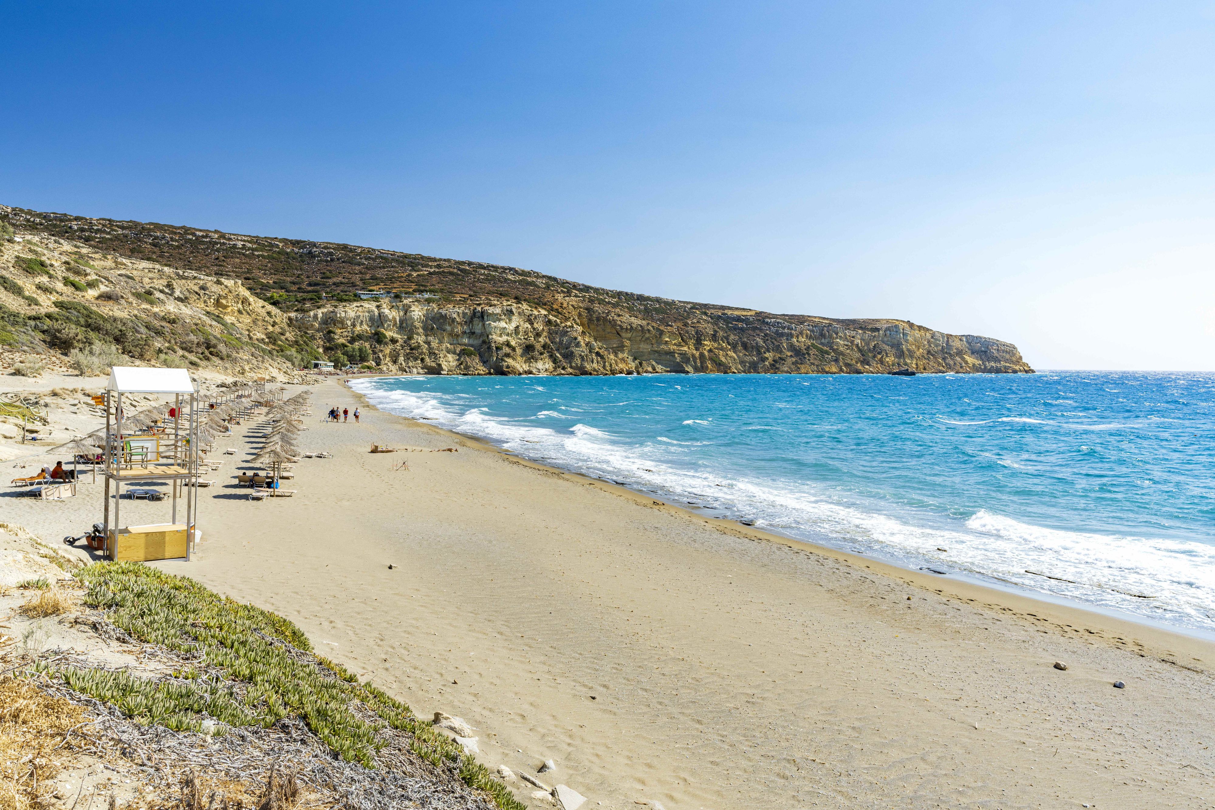 Download von www.picturedesk.com am 22.05.2022 (15:32).  Kommos beach in summer, Matala, Crete island, Greek Islands, Greece, Europe - 20210724_PD32001 - Rechteinfo: Royalty Free (RF) Model Released