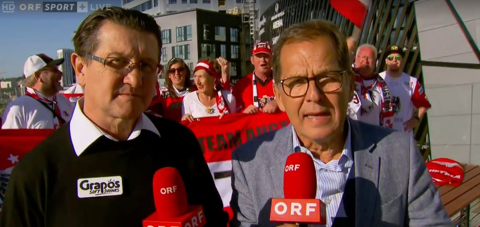 Eishockey-Experte Peter Znenahlik mit ORF-Kommentator Michael Berger.