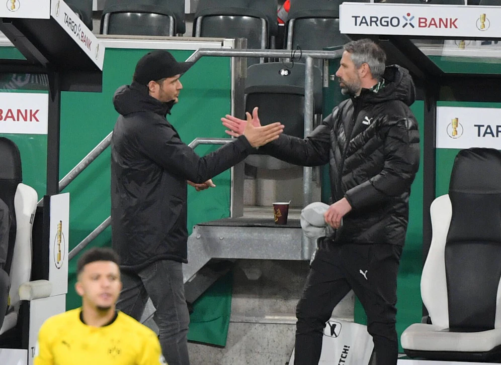 Edin Terzic mit seinem Vorgänger Marco Rose.