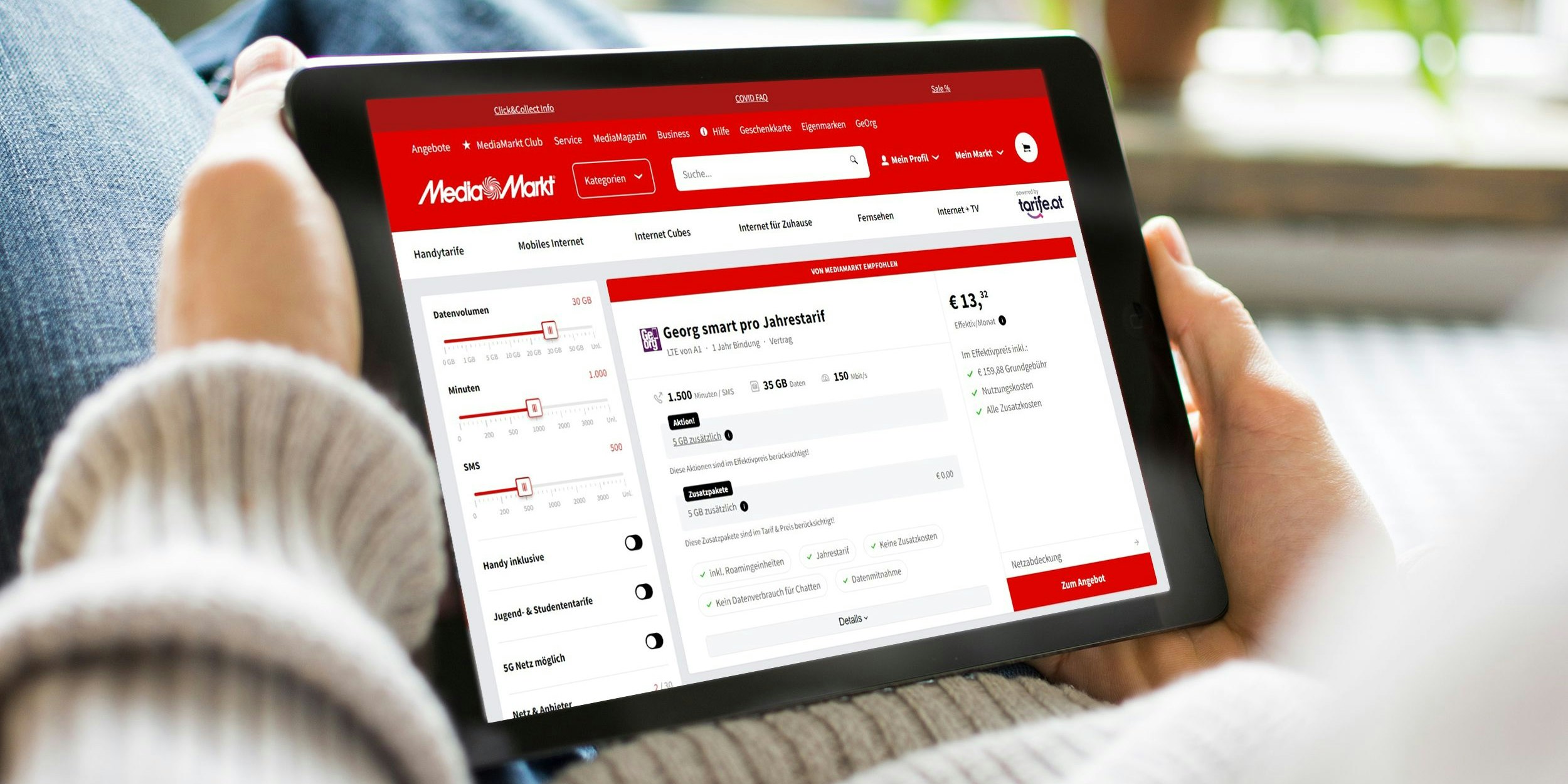 Auch von zu Hause aus hat man Zugriff auf das Vergleichsportal.