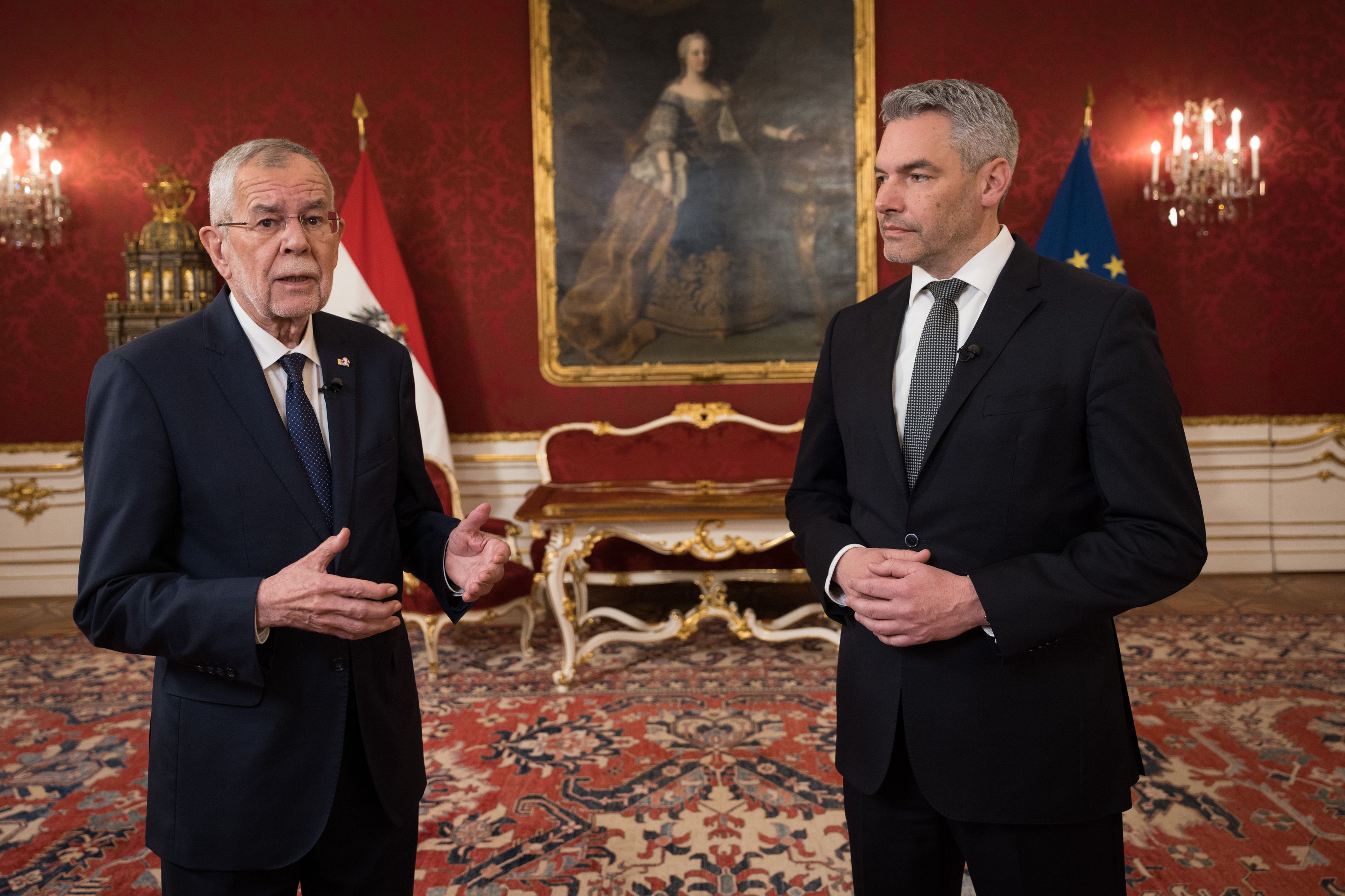 Alexander Van der Bellen und Karl Nehammer in der Hofburg