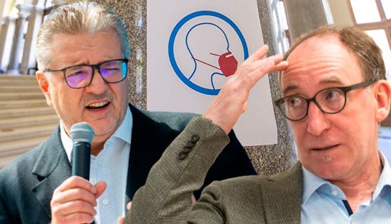 Wiens Gesundheitsstadtrat Hacker (links) und Gesundheitsminister Johannes Rauch (rechts). 