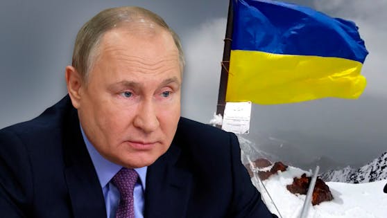 Schmach für Putin: Auf dem Gipfel des Pik Putin haben Kriegsgegner die ukrainische Fahne gehisst.
