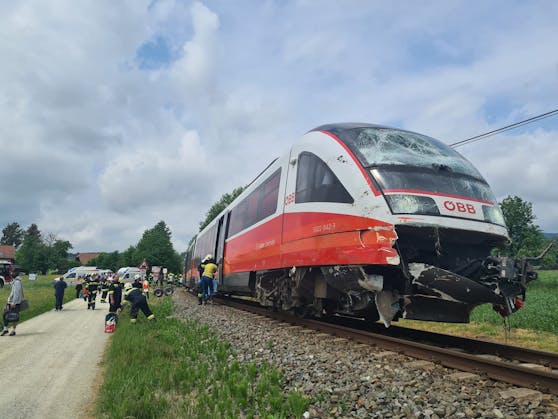 Die Windschutzscheibe des Zuges ist heftig in Mitleidenschaft gezogen worden.