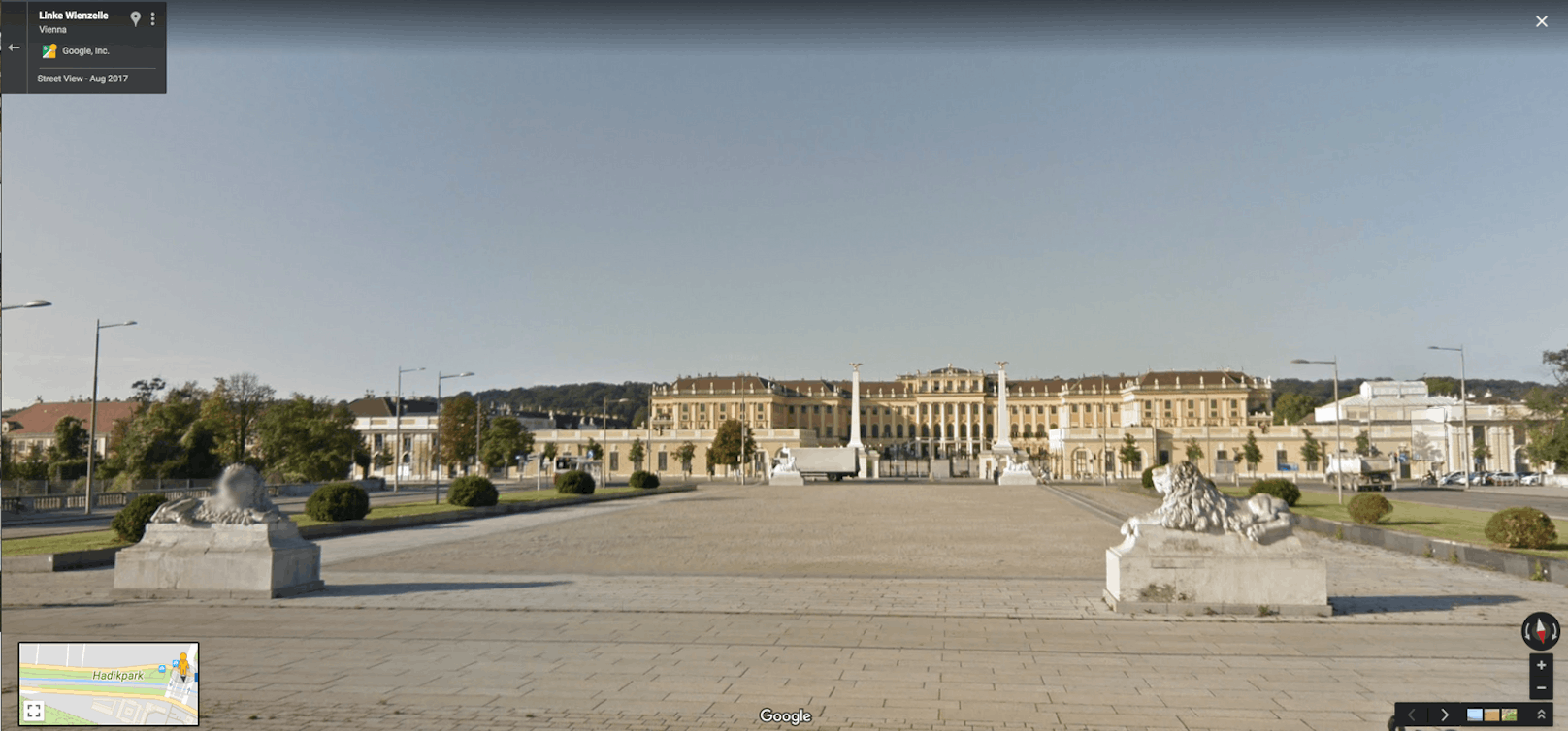 Österreich im Ranking der auf Street View meistbesuchten Länder der Welt auf Platz 35. Der Hit: Schloss Schönbrunn.