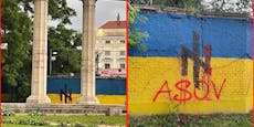Blut-Attacke auf Ukraine-Wand in Wiener City