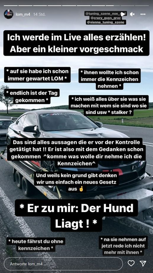 Laut Marcel wollten die Polizisten ihm die Kennzeichen abnehmen.