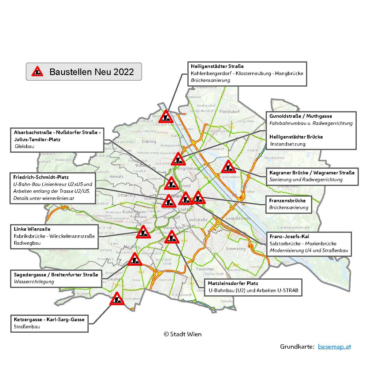 Sommer-Baustellen in Wien 2022