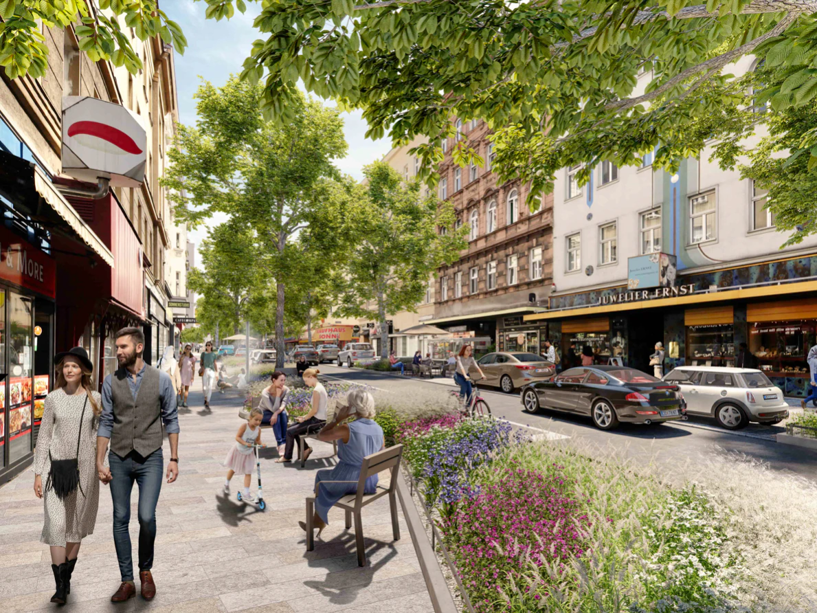 So soll die umgestaltete Reinprechtsdorfer Straße eines Tages aussehen. Baustart ist im Frühjahr 2023.
