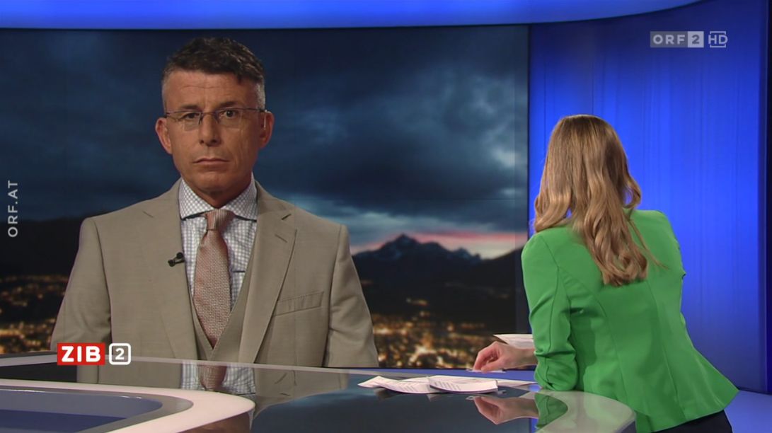 Russland-Experte Gerhard Mangott zu Gast bei Margit Laufer in der ZIB2 am 30. Mai 2022.