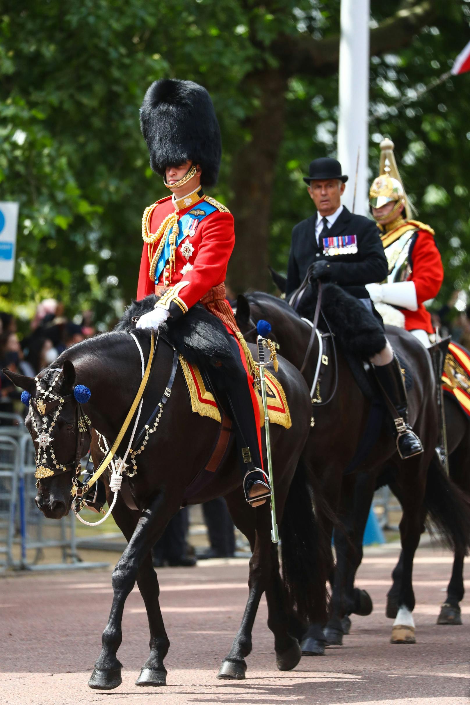Der britische Prinz auf seinem Pferd bei den Proben für die Geburtstagsparade am 2. Juni.