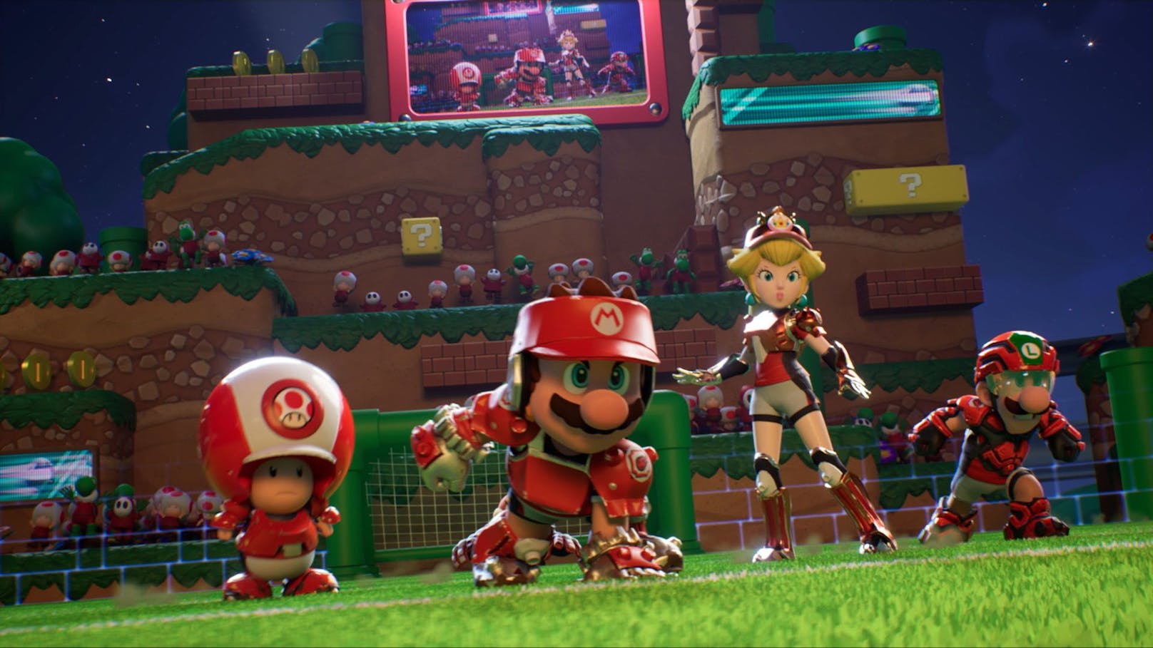 Vor allem die Videosequenzen sehen fantastisch aus in "Mario Strikers: Battle League Football".