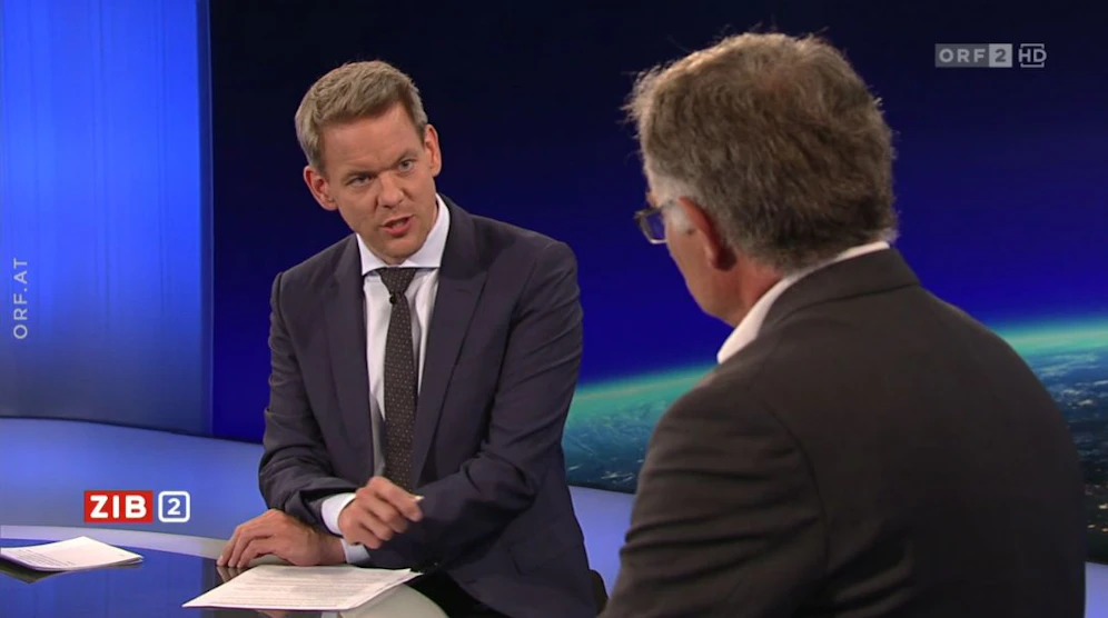 Arbeiterkammer-Chefökonom Markus Marterbauer und Eco-Austria-Direktorin Monika Köppl-Turyna zu Gast bei Martin Thür in der ZIB2 am 31. Mai 2022.