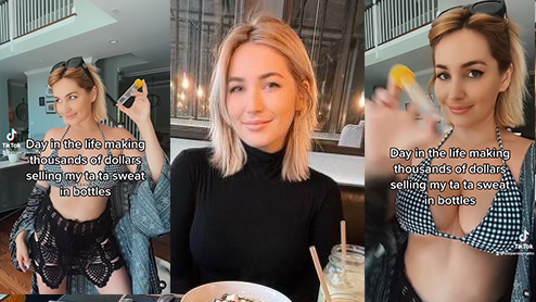 Statt mit Dosenfurzen verdient Stephanie Matto ihr Geld nun mit ihrem Busenschweiß.