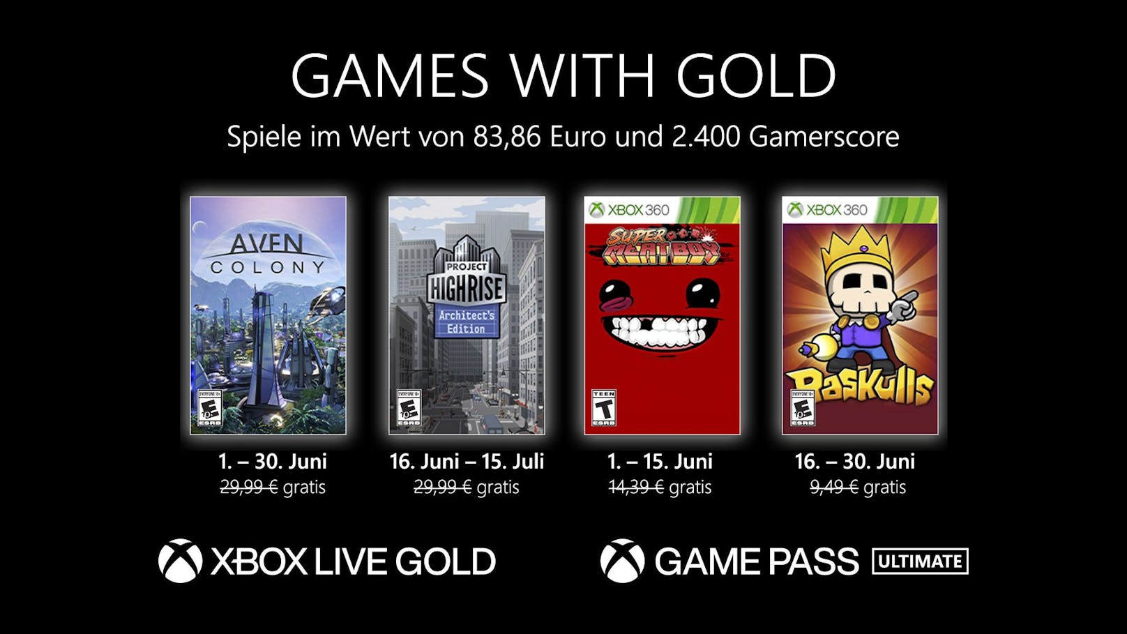 Games with Gold: Diese Spiele gibt es im Juni gratis