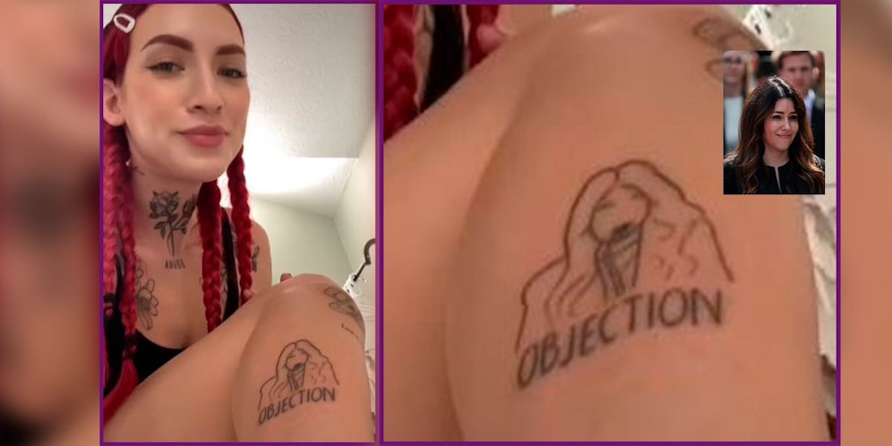 Ihre Bewunderung für die Anwältin,&nbsp;Camille Vasquez (kl. Bild rechts) tätowierte sich die Sängerin aufs Bein.