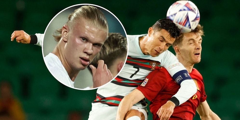 Haaland (l.) schoss Norwegen zum Sieg, Ronaldo punktete mit Portugal gegen Spanien
