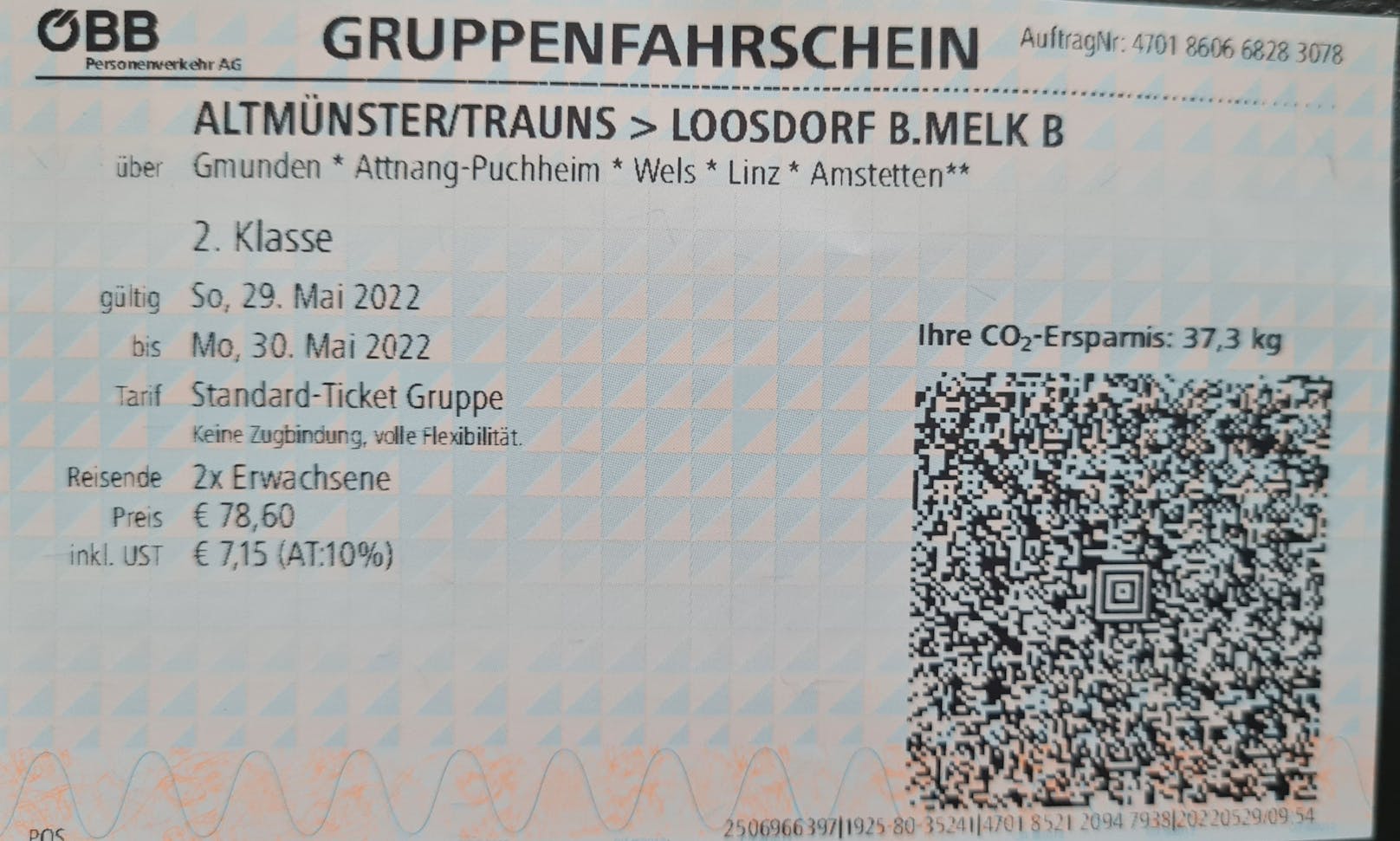 Knapp 80 Euro für die Zugfahrt.