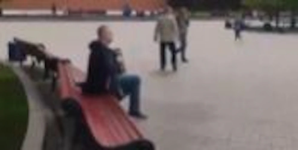 Ukrainisches Volkslied vor Kreml-Mauern – dieser Harmonika-Spieler hat echt Nerven.