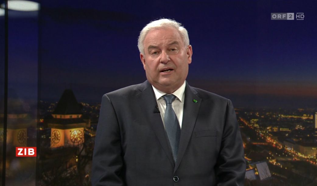 Hermann Schützenhöfer zu Gast in der ZIB2 mit Margit Laufer am 3. Juni 2022.