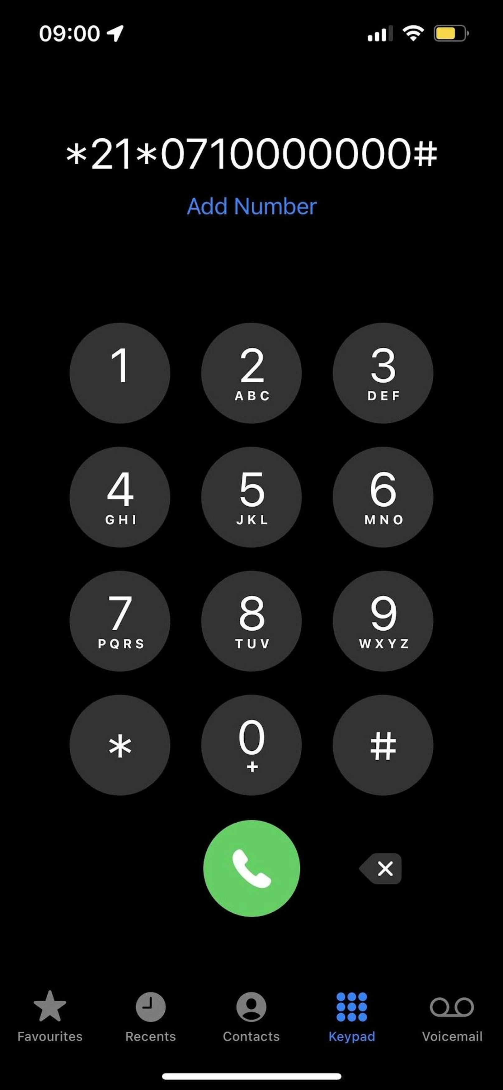 Wählt man die Nummer, die so aussieht, werden alle Anrufe auf eine andere Nummer umgeleitet.