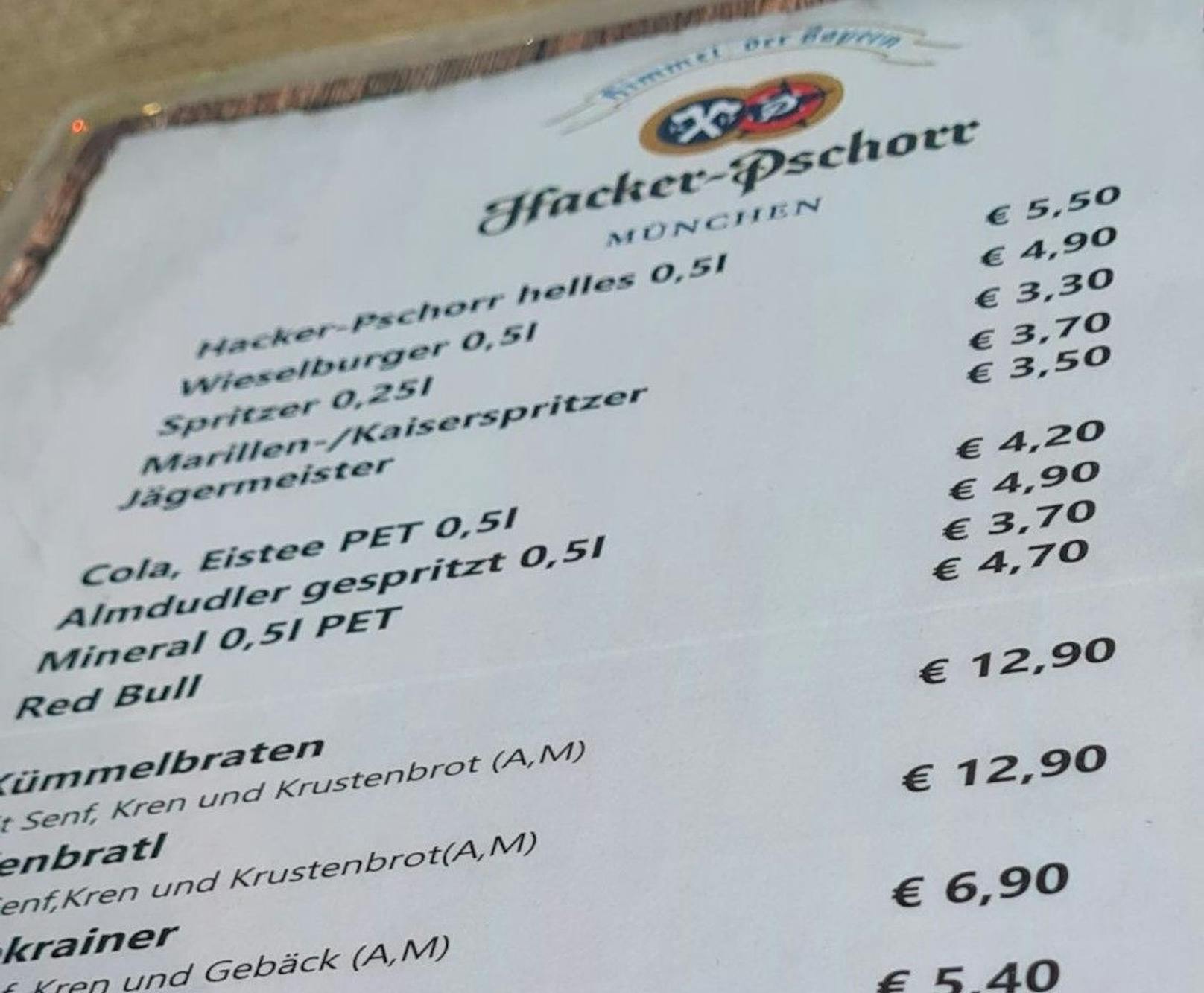 5, 50 Euro für halben Liter Bier.