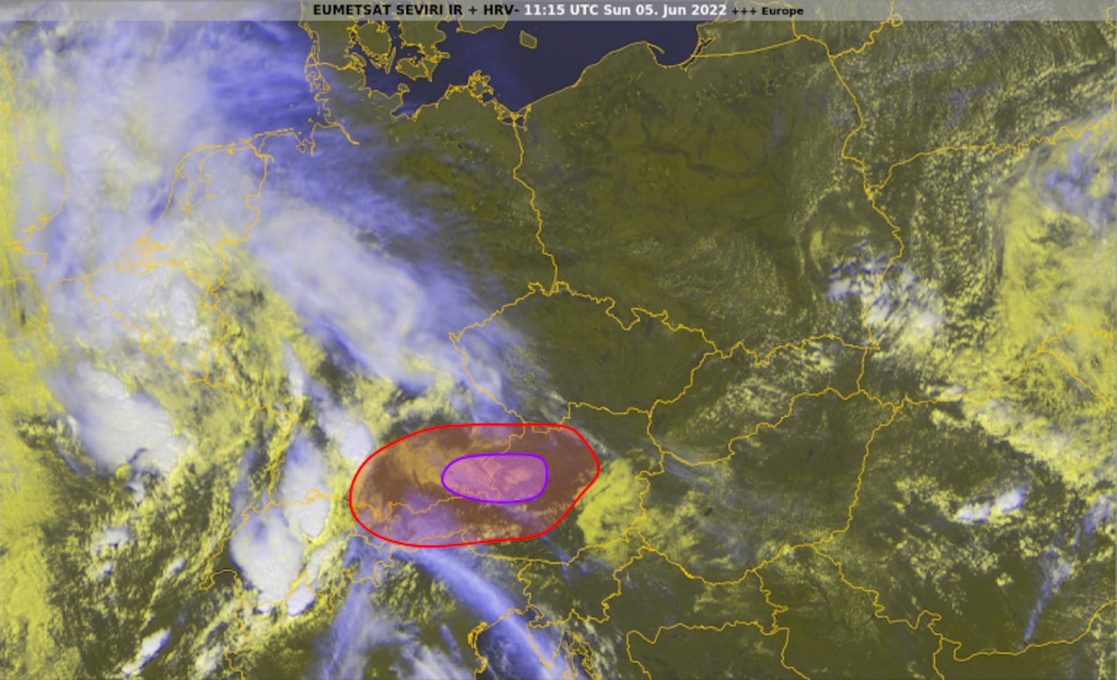 Satellitenbild von Sonntag