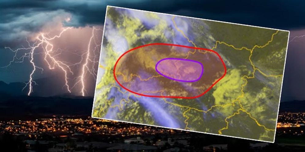 Unwetter-Alarm am Pfingstsonntag in Österreich.