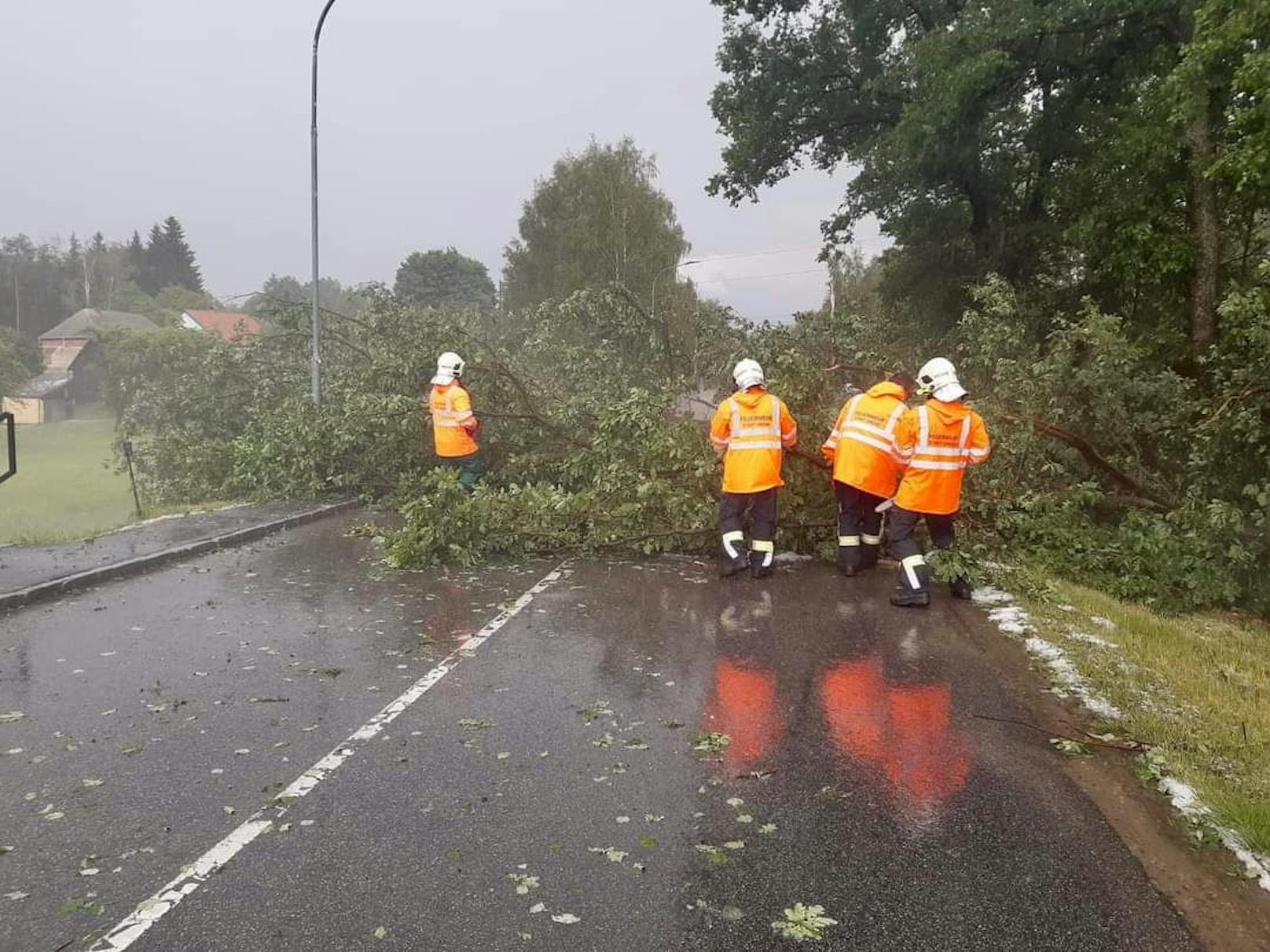 Unwetter in NÖ: Auch die FF Stadt Gmünd musste mehrere Einsätze abarbeiten.