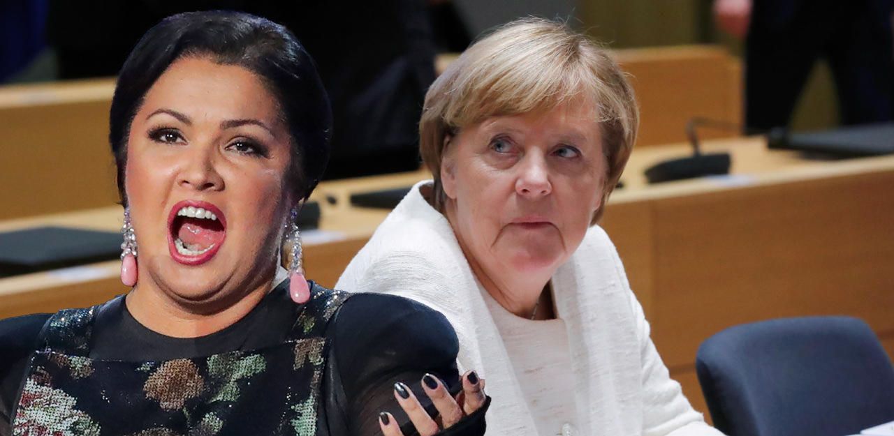 Anna Netrebko und Angela Merkel