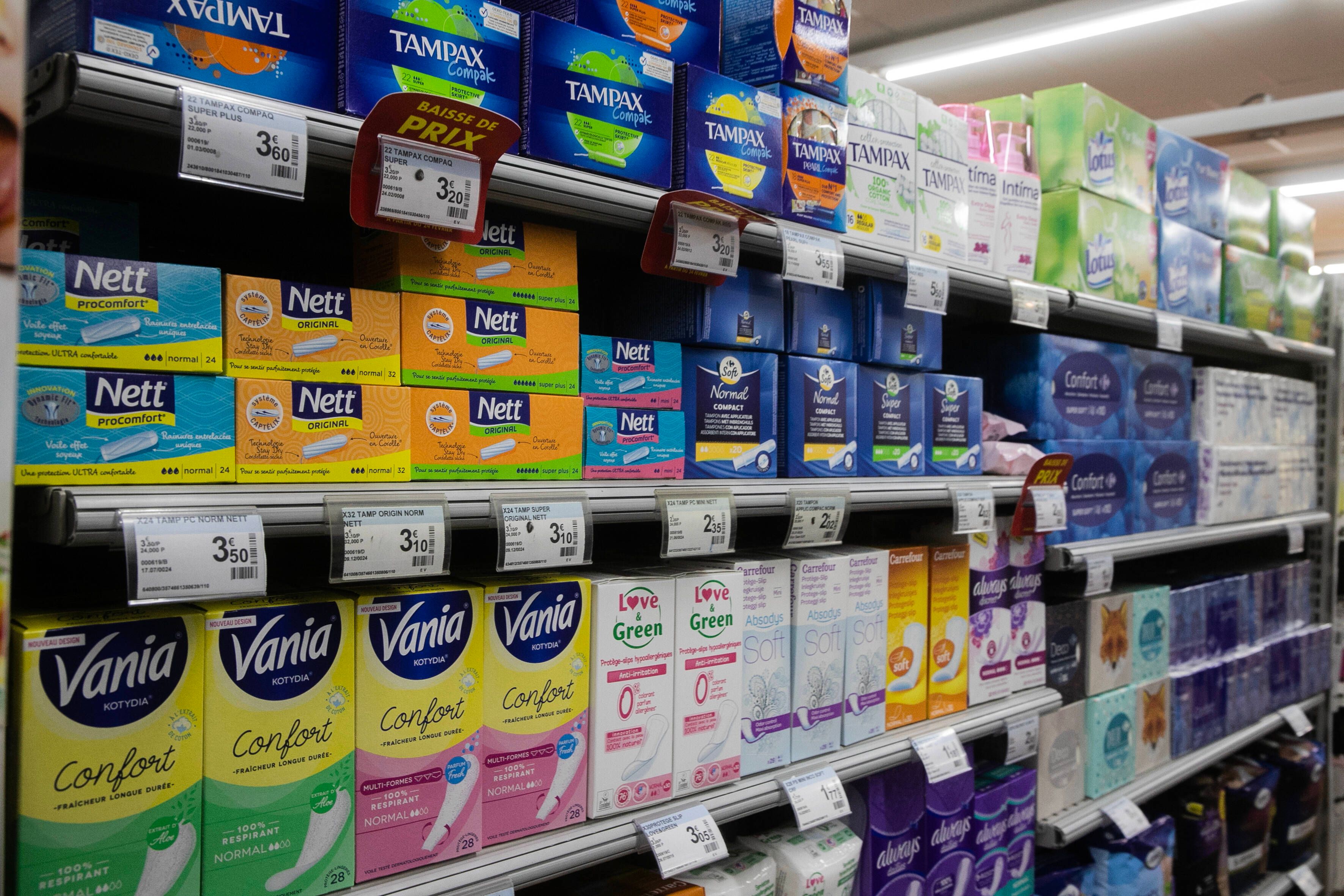 Volle Regale mit Periodenprodukten? Nicht in den USA. Hier wird die dringend benötigte Ware gerade rar.