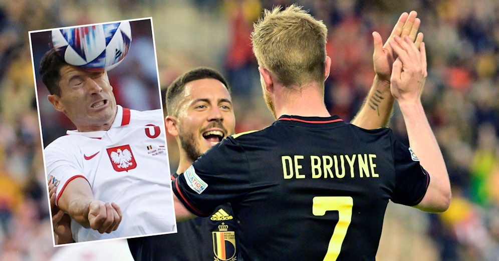 Polen-Star Robert Lewandowski (l.) schlittert gegen Belgien in ein Debakel