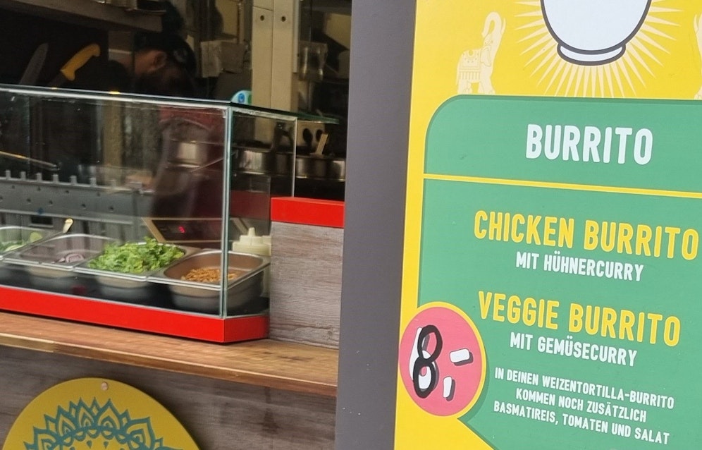 Nicht zu übersehen: Hier kosten die Burritos jetzt um ein Drittel mehr.