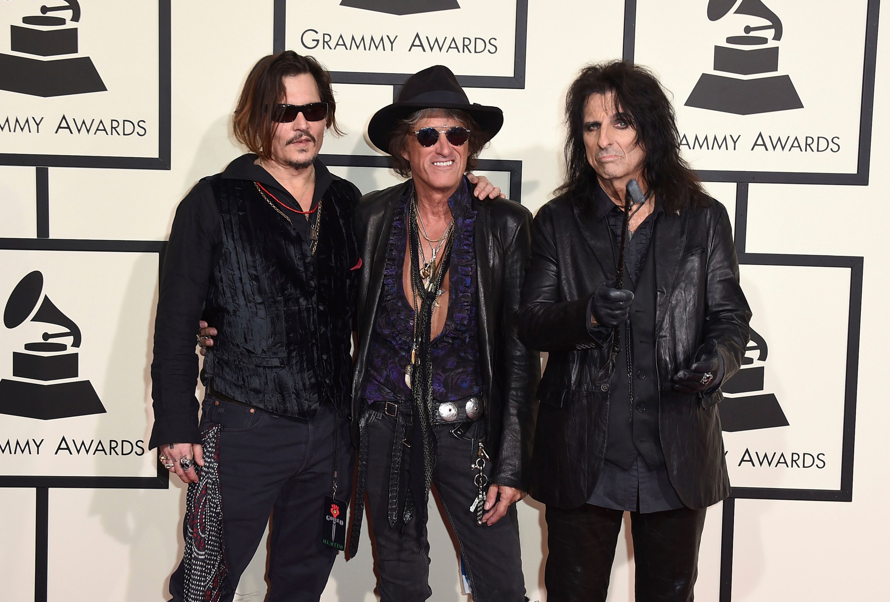 Von links nach rechts, Johnny Depp, Joe Perry und Alice Cooper von "The Hollywood Vampires".