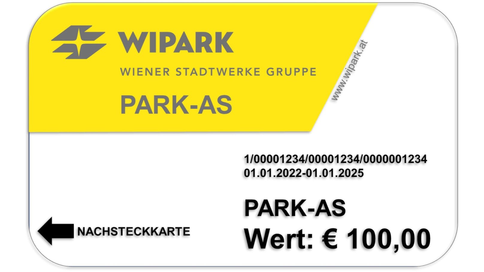 WIPARK Guthaben-Karte im Wert von € 100,-.
