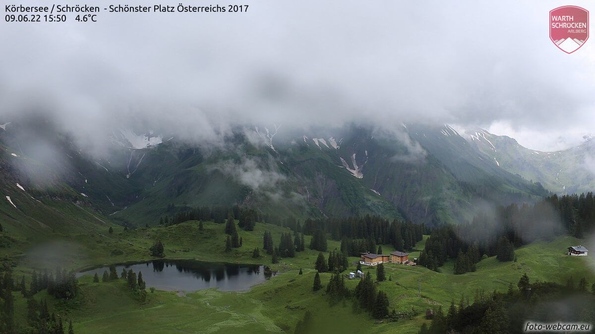 Webcam-Blick auf den Körbersee / Schröcken am Donnerstag.