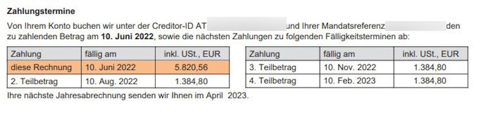 In der Praxis sieht das so aus: Eine Jahresabrechnung ergab für den Wiener eine Nachzahlung von 5.820,56 Euro.