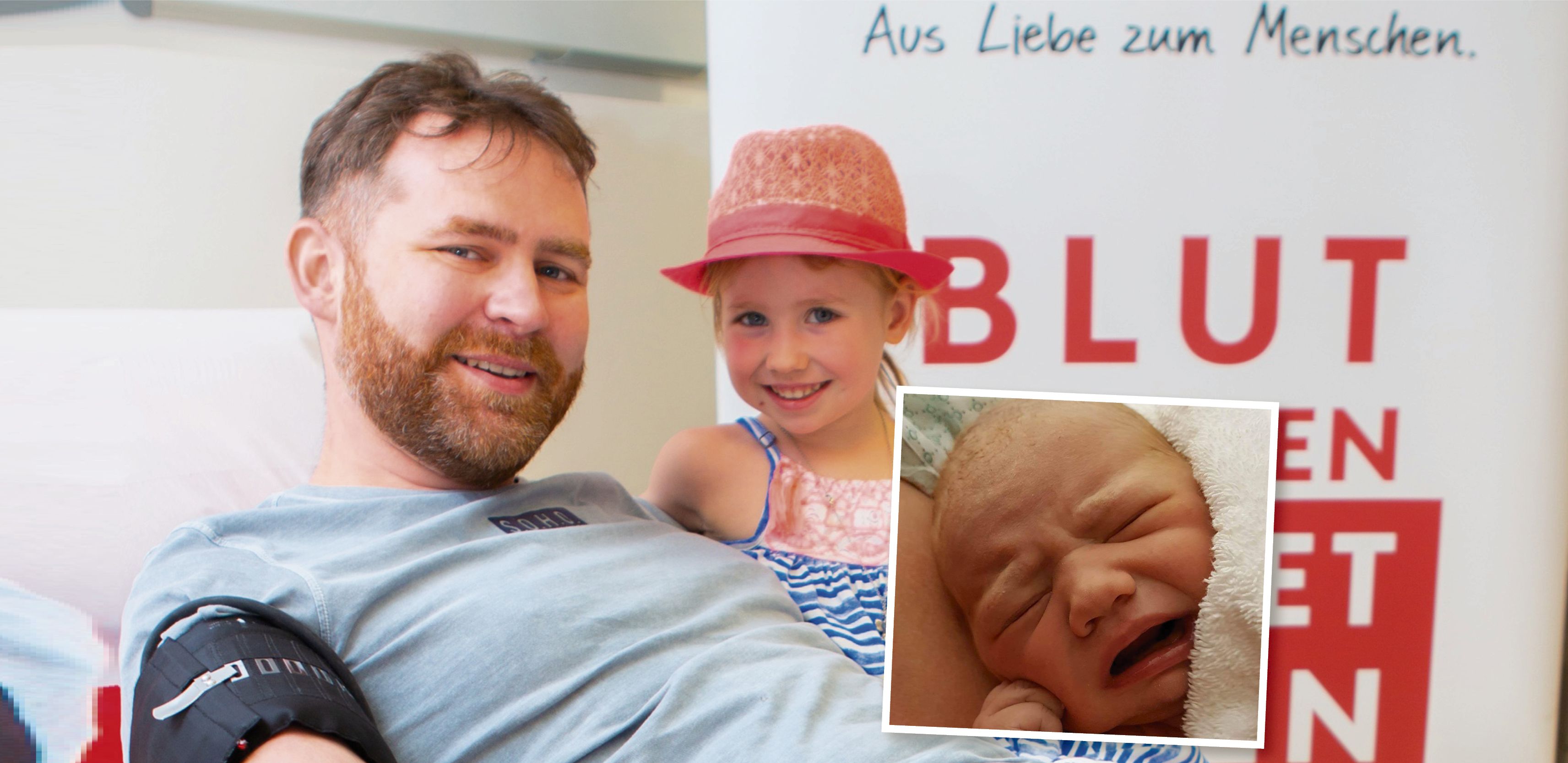 Alexander musste bei der Geburt um Madlen bangen. Jetzt ist das Mädchen "pumperlgsund" – und ihr Papa braver Blutspender