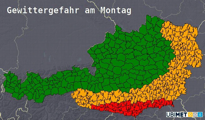 Hier herrscht am Montag Gewitter-Gefahr.