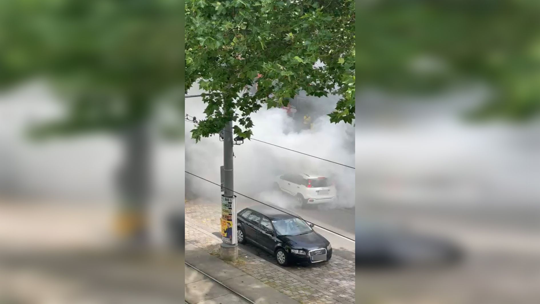 Aufgrund eines defekten Pkws in der Tiefgarage waren bald große Teile der Straße verraucht.