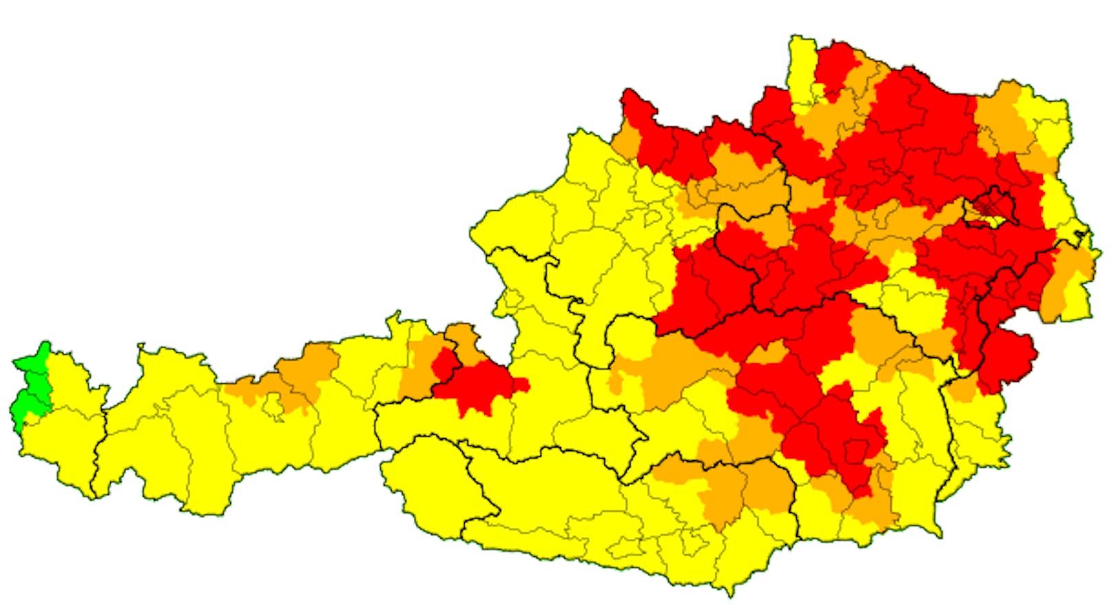 Um 17 Uhr wurde auch für Wien eine rote Warnung ausgegeben.