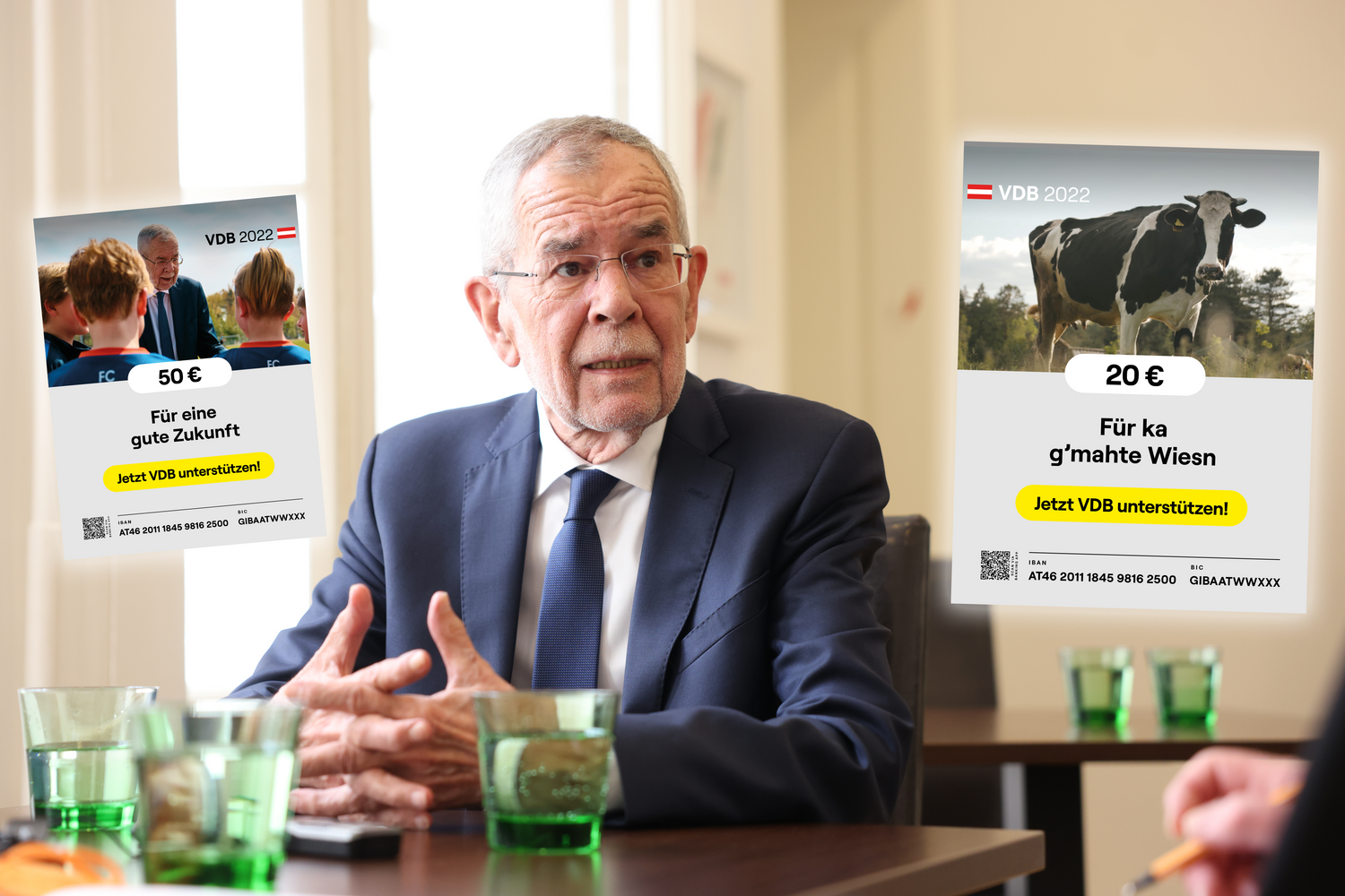 Alexander Van der Bellen sammelt wieder Spenden – Diese Sujets sollen den Erfolg bringen.