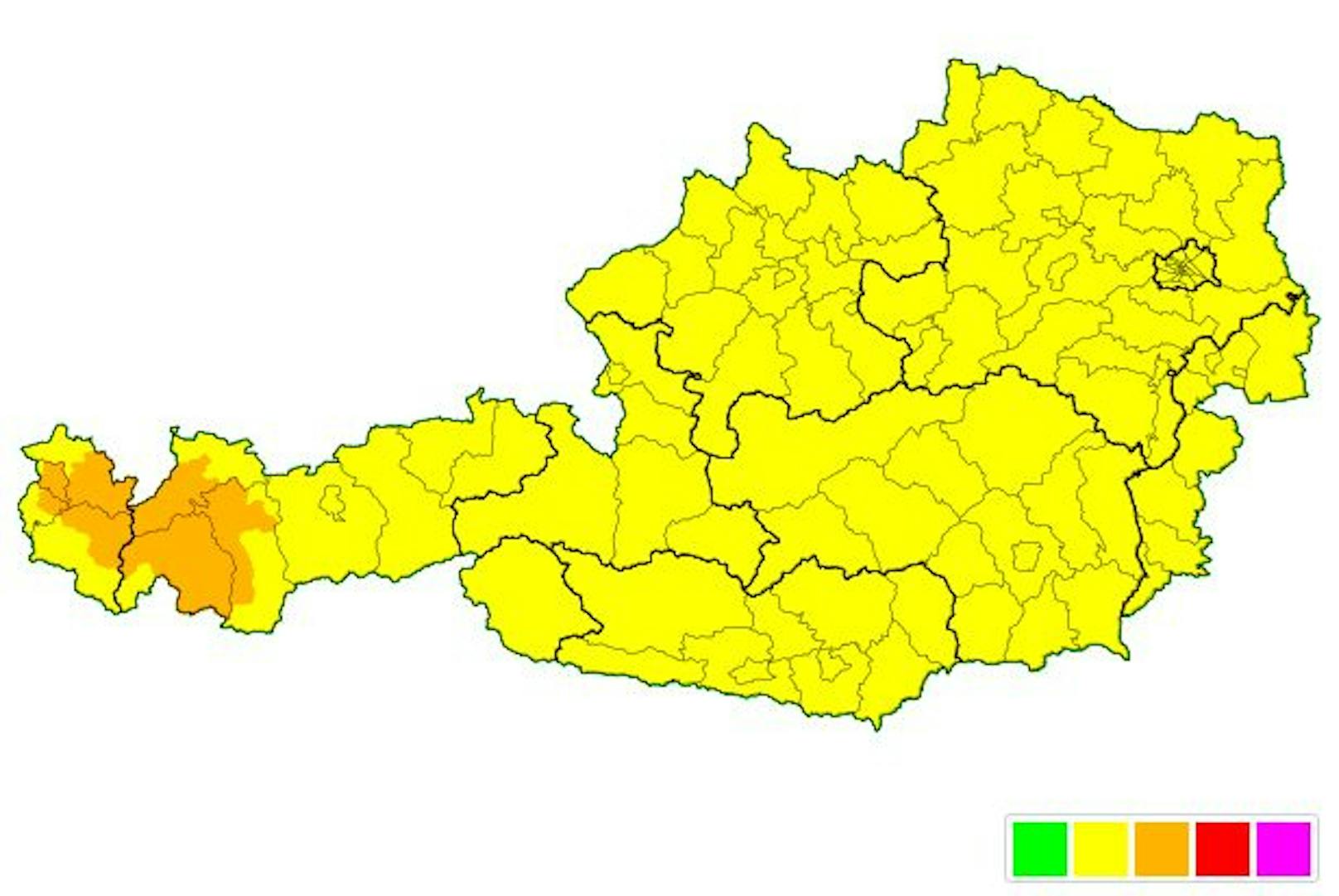 Unwetter-(Vor)warnungen für Österreich am 16. Juni 2022, Stand 8.30 Uhr