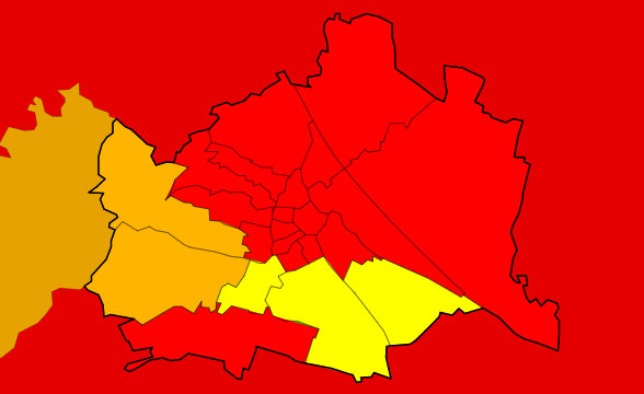 Die Unwetter-Warnkarte für Wien, Stand 17.30 Uhr.