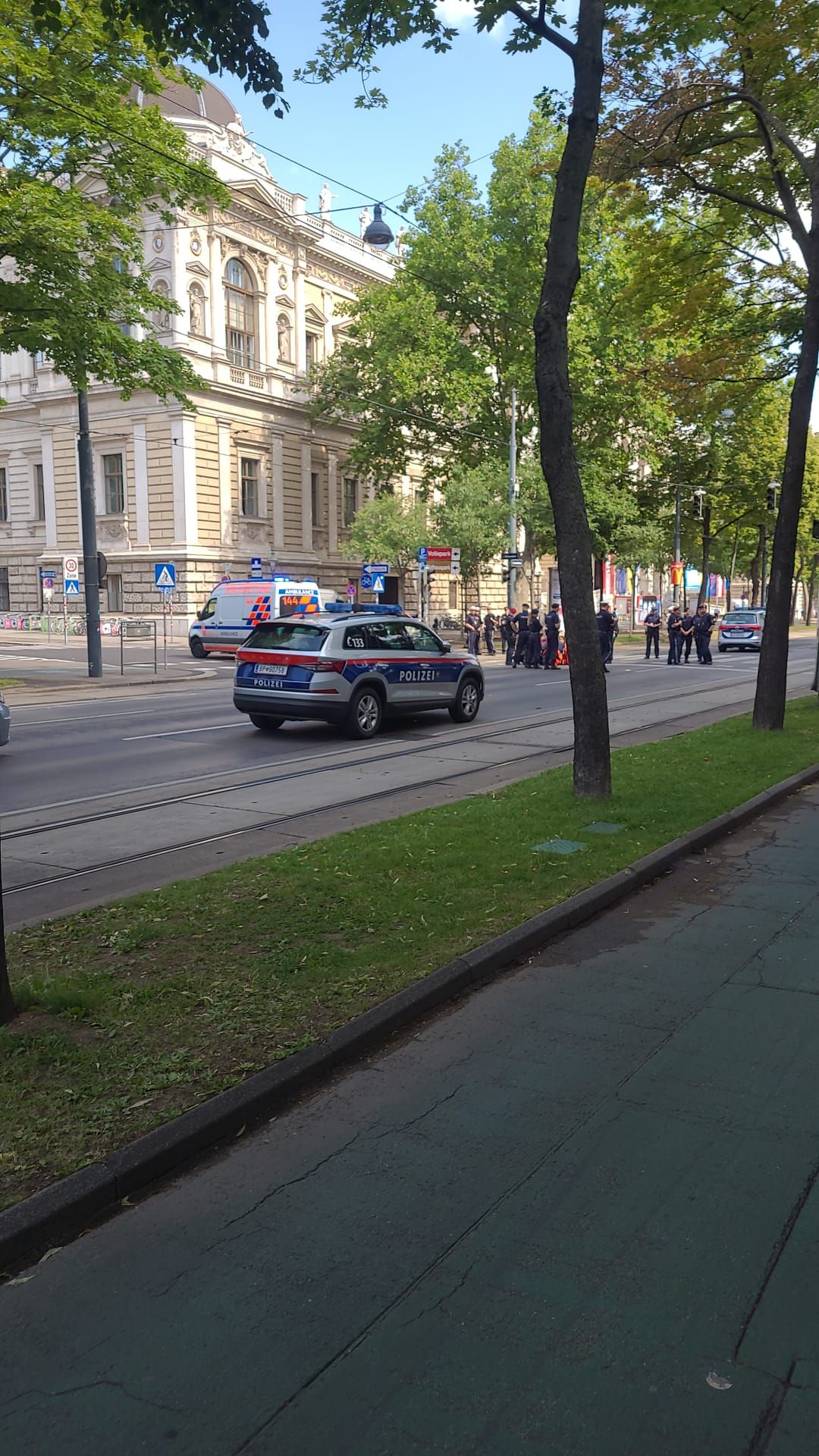 Polizei- und Rettungseinsatz auf der Ringstraße bei der Uni Wien
