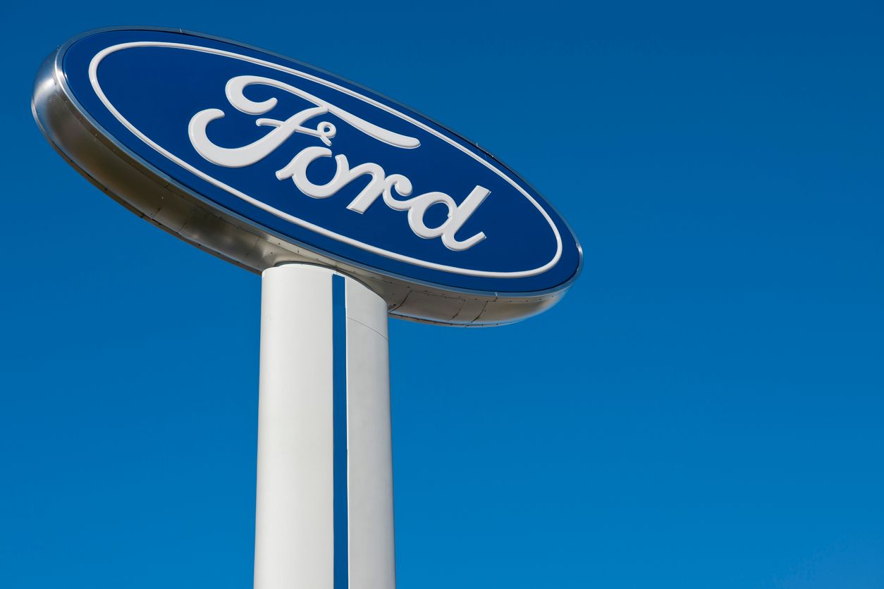 knoxville, tn usa - february 25, 2012: Ford sign at Ford dealership in knoxville, tn usa. 
