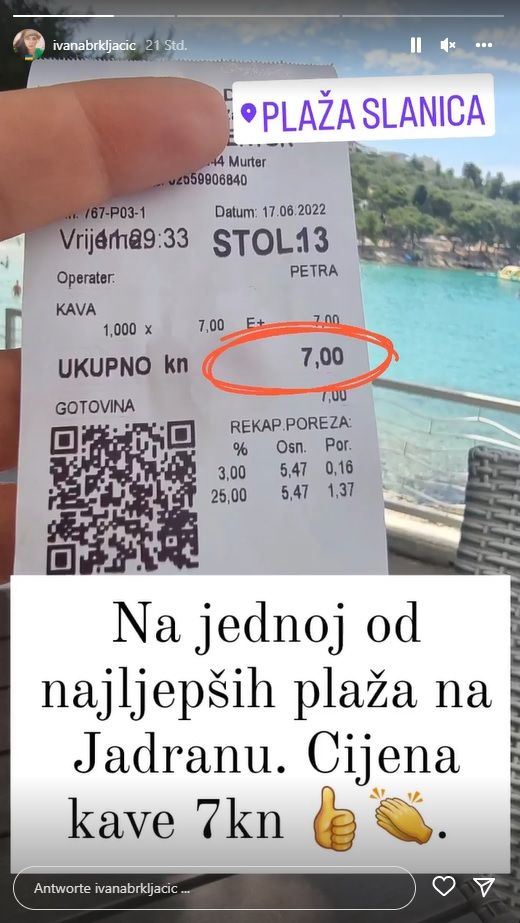 Lokal-Chef geht mit positivem Beispiel voran: 7 Kuna für einen Kaffee (ca. 93 Cent)