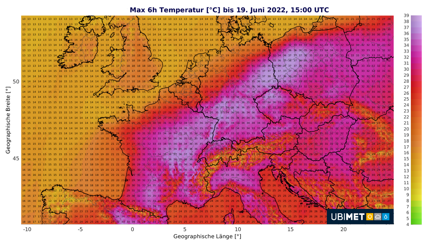 Temperaturen 19. Juni