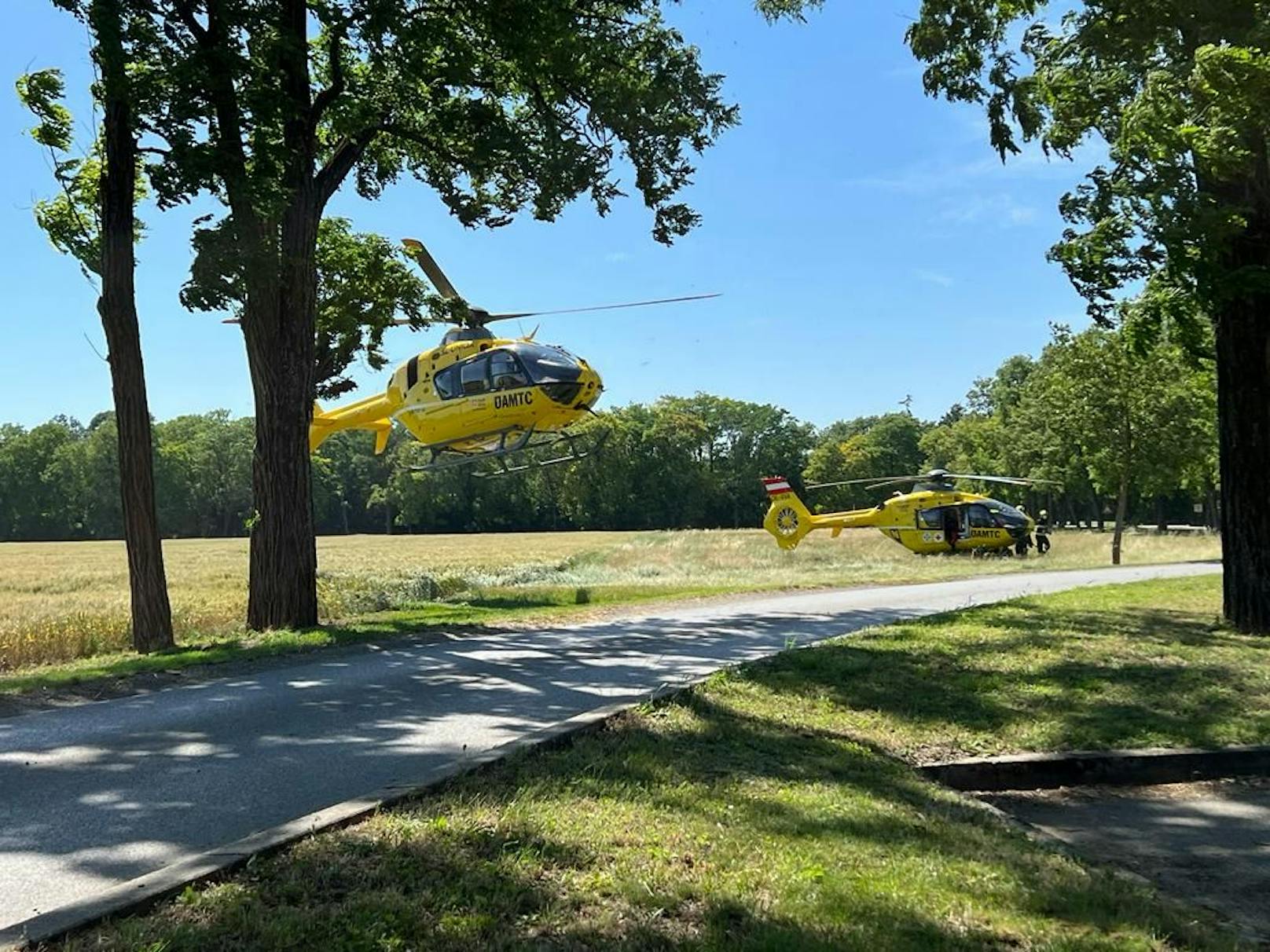 Zwei Helikopter im Einsatz in Himberg